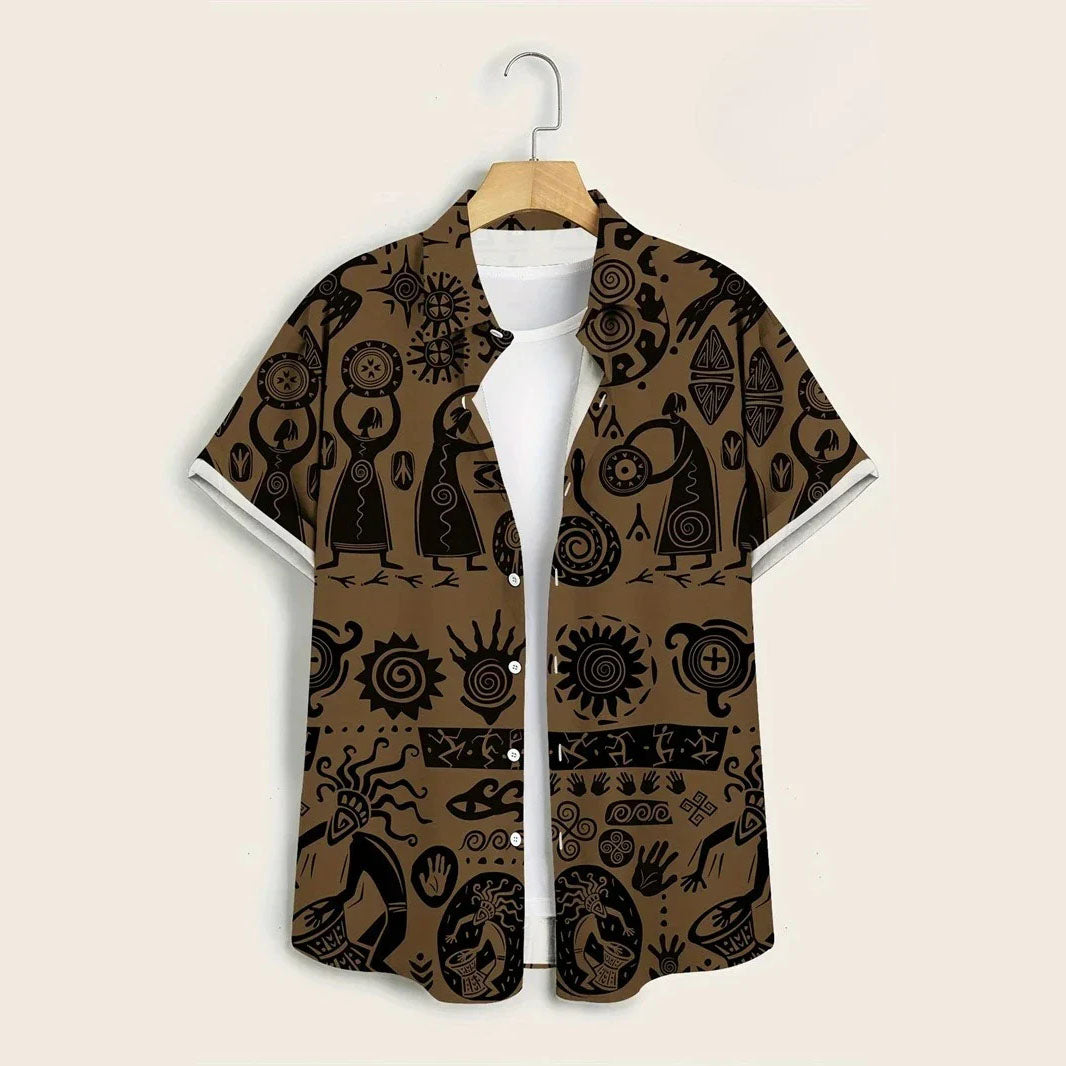 Hawaii Shirts for Men 3D Paisley Graphic Short-sleeved T-shirt Casual Lapel Buttons Male Tops Summer Oversized Bohemian Man Tees