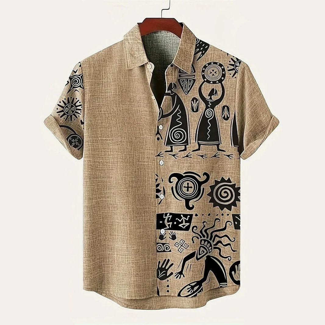 Hawaii Shirts for Men 3D Paisley Graphic Short-sleeved T-shirt Casual Lapel Buttons Male Tops Summer Oversized Bohemian Man Tees